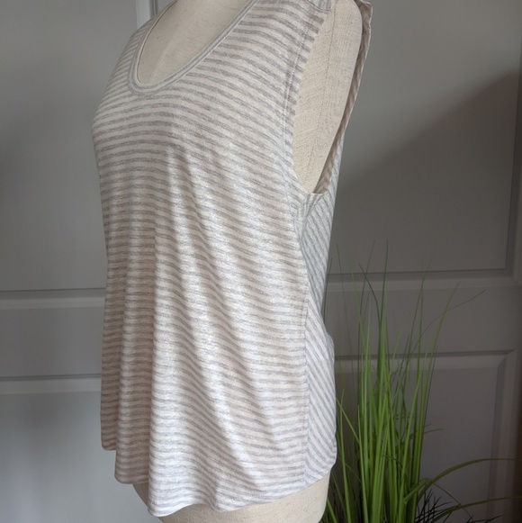 rag & bone Tank Top Sleeveless Linen Blend Two-Tone Stripes Grey White S NWT - Picture 7 of 8
